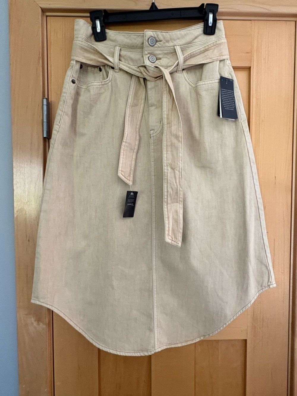 Lauren Ralph Lauren Beige Belted Cotton Skirt Size 2 NWT - Picture 7 of 9